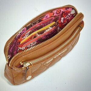 Vera Bradley Quilted Sophie Wristlet Cognac Genuine Leather